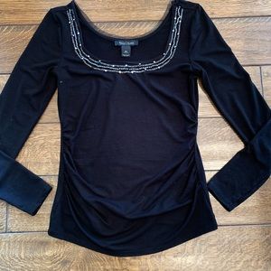 WHBM decorative scoop neck long sleeve shirt